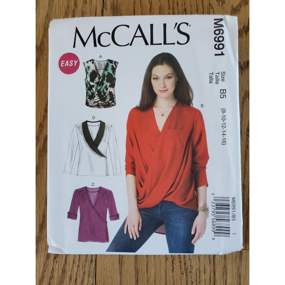 McCall's M6991 Pattern Womens 8-16 Twist Front / WrapTop New Uncut
